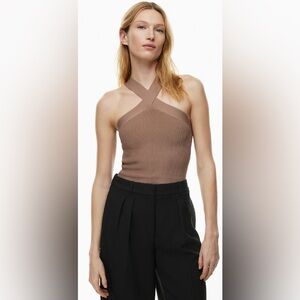 Babaton Taupe Halter Camisole aritzia size S
